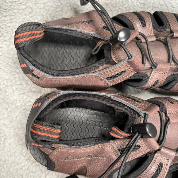 Eddie Bauer Fisherman Sandal Mens 9 Troy Leather Gorpcore Hiking Bump Toe Cinch - Picture 10 of 12